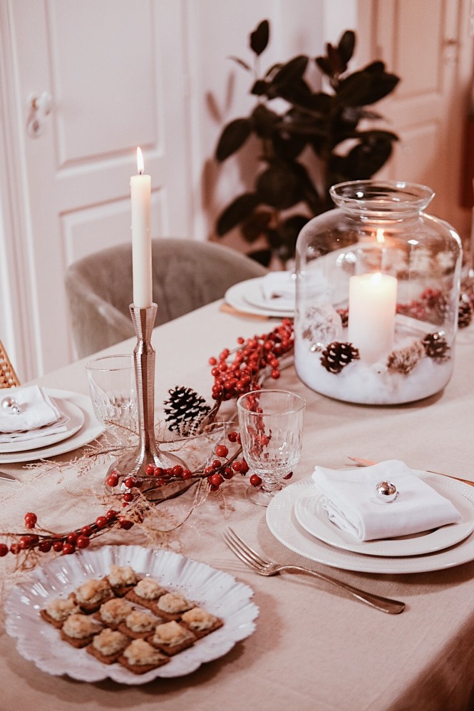 décoration table de Noël en rouge blanc botanic facile à réaliser - Chloé &  You